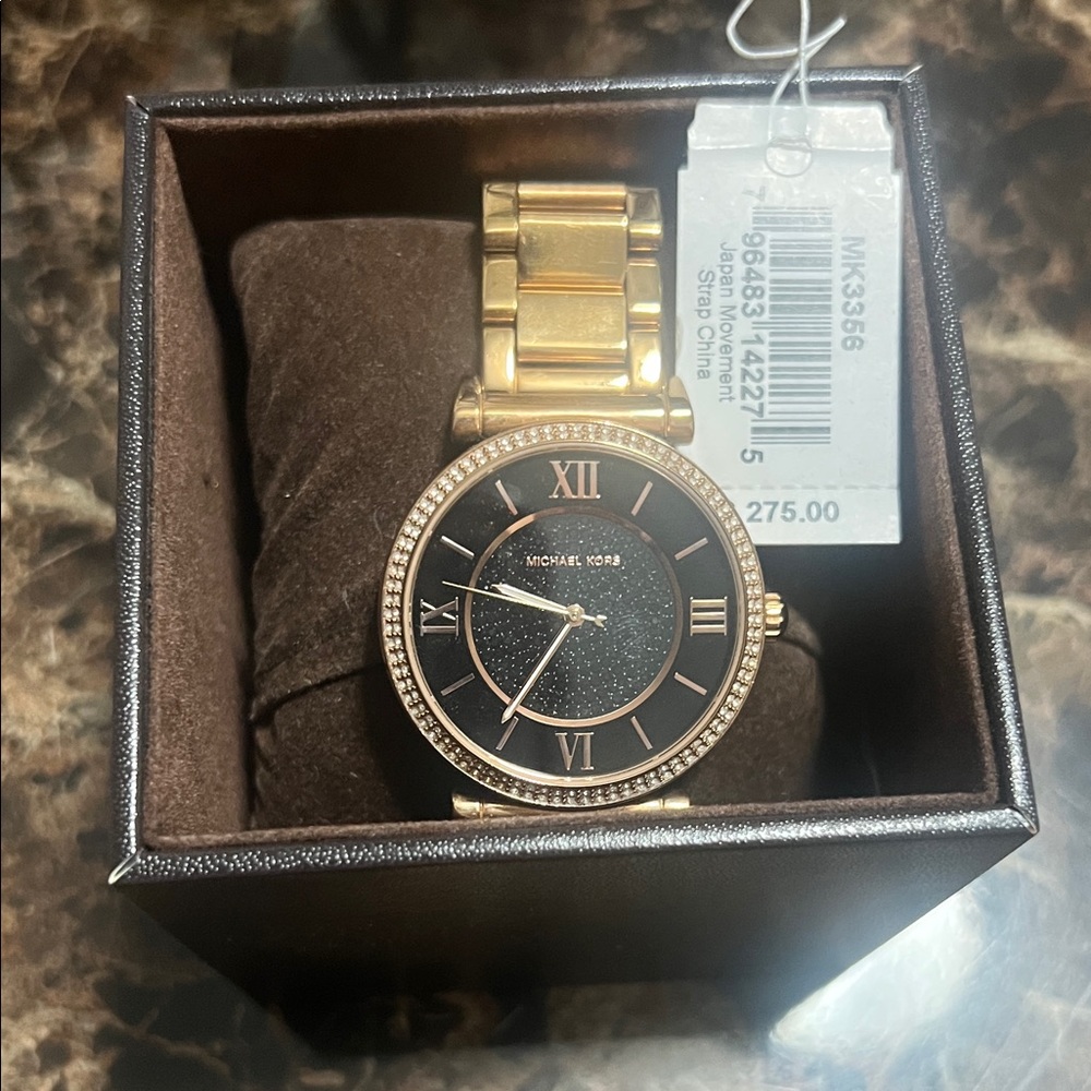 Michael Kors Gold and Black Roman Numeral Watch